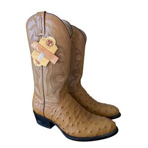 NWT EL GENERAL Men’s Cowboy Boots Size 27 Mustard Ostrich Exotic Leather Western